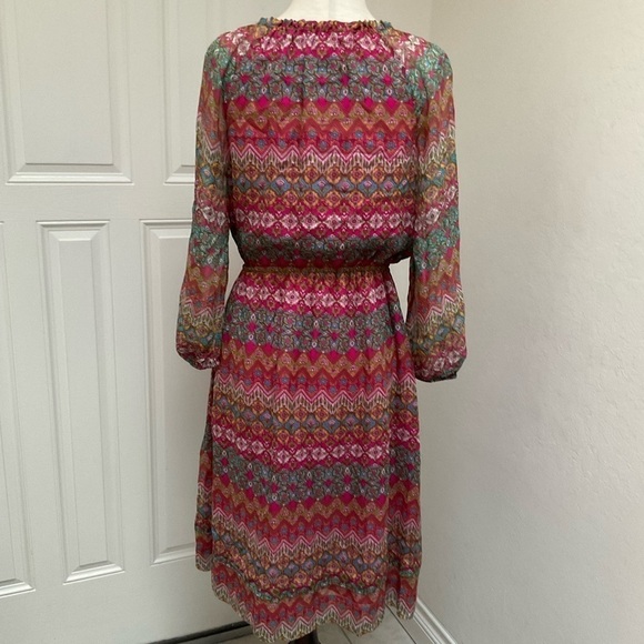 Diane Von Furstenberg 100% Silk Dress Parry Multi-Floral Peasant Smock Size 0 - Picture 11 of 16